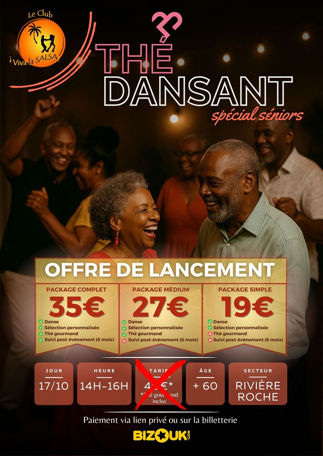 Thé dansant avec OLIVIER GULLIVER VIVA LA SALSAThé dansant avec OLIVIER GULLIVER VIVA LA SALSA martinique 17 octobre 2025 - agence matrimoniale martinique